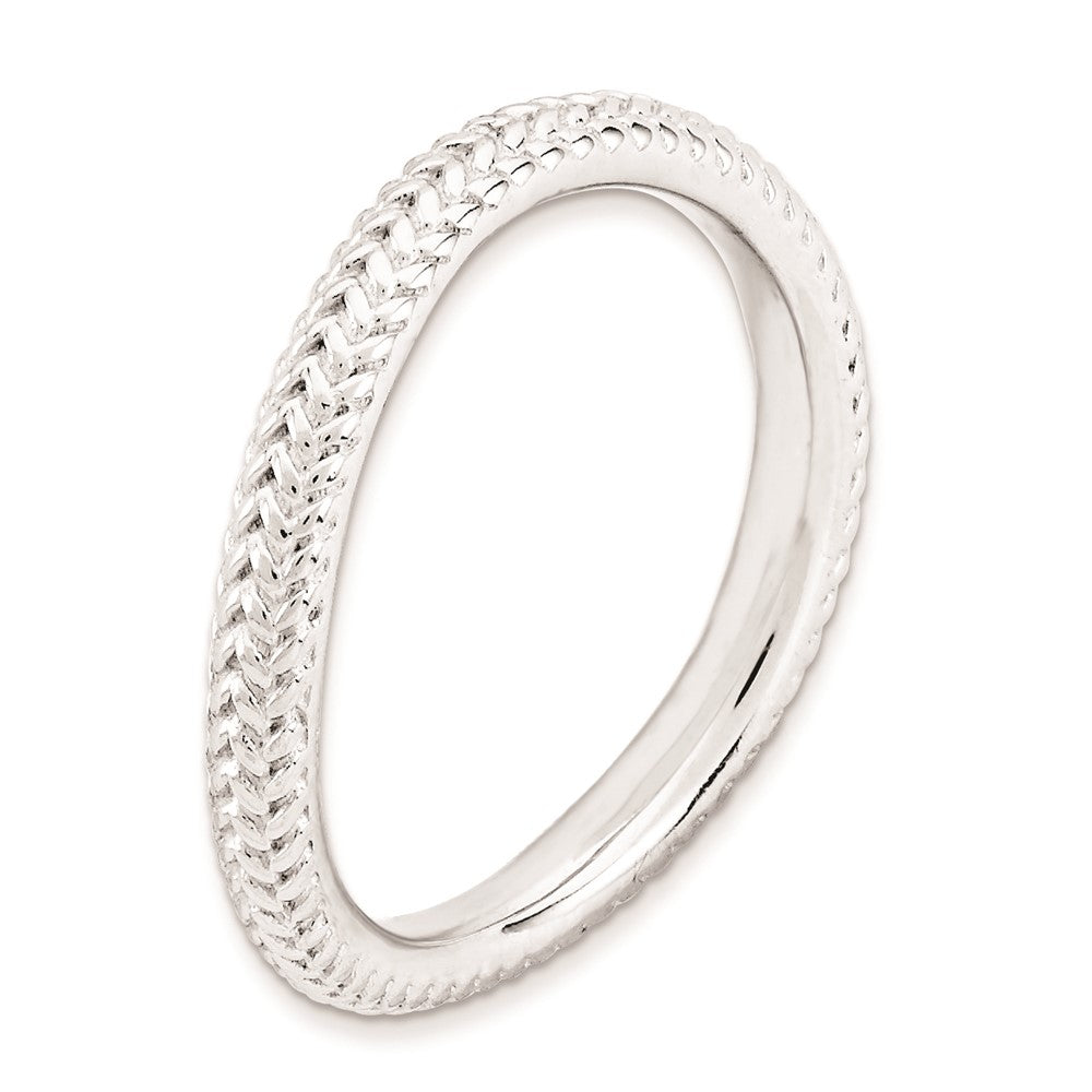 Sterling Silver Stackable Expressions Polished Rhodium-plate Wave Ring