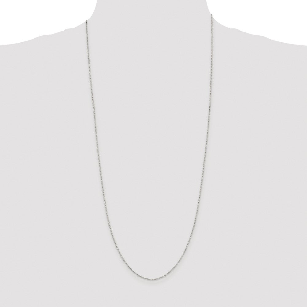 Sterling Silver Rhodium-plated 1mm Diamond-cut Long Link Cable Chain