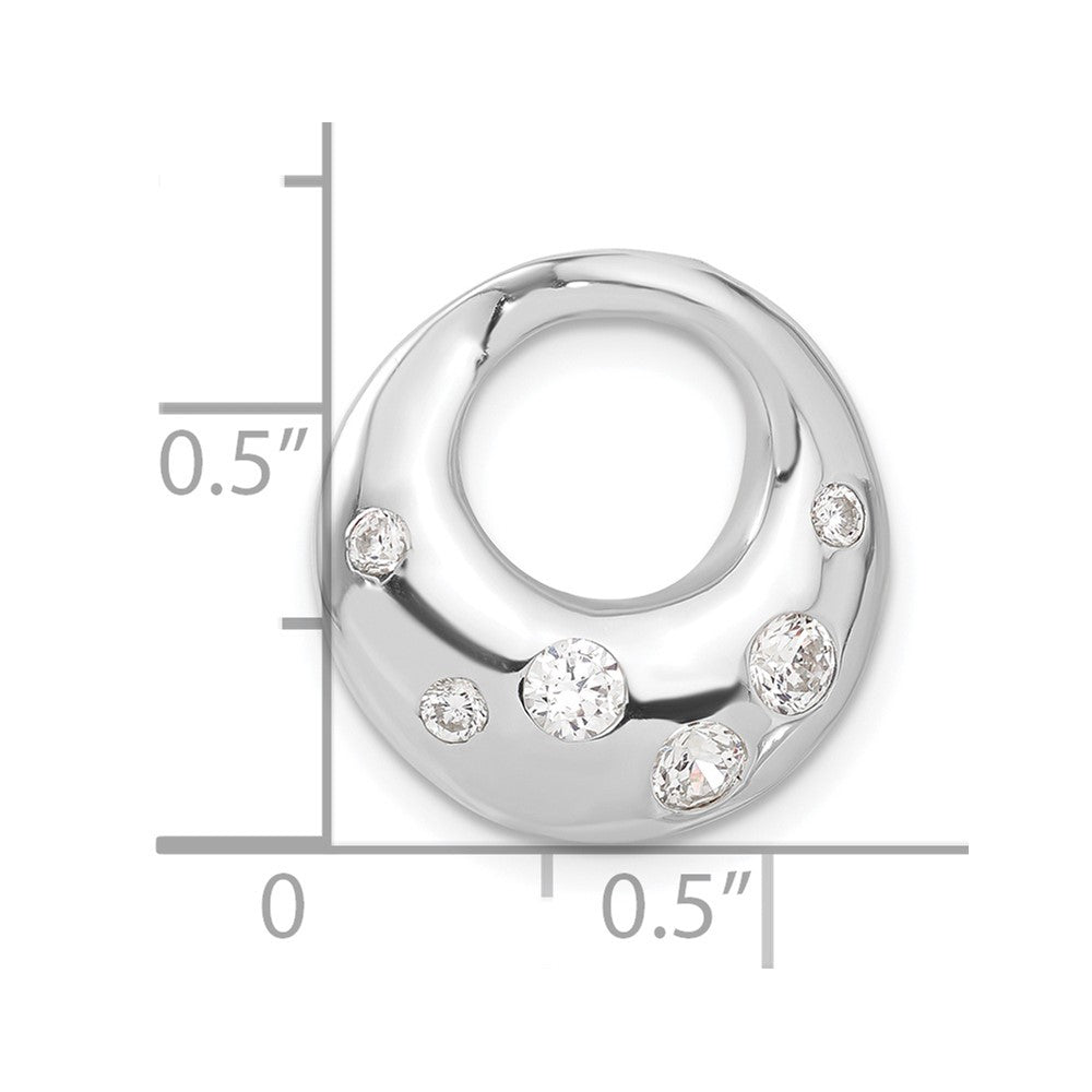 Sterling Silver Rhodium-plated CZ Circle Pendant Slide