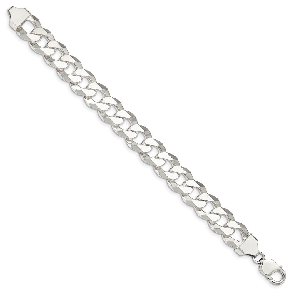 Sterling Silver 14mm Beveled Curb Chain 9 inches