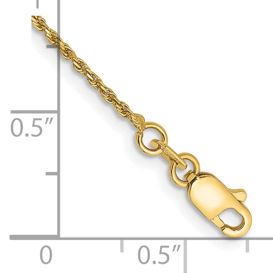 14K 9 inch 1.15mm Diamond-cut Machine Made Rope with Lobster Clasp Anklet