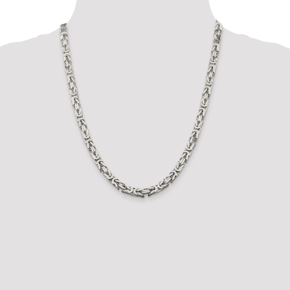 Sterling Silver 6mm Byzantine Chain 24 Inches