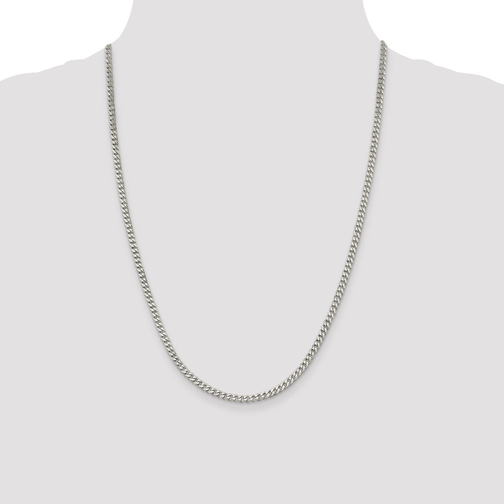Sterling Silver Rhodium-plated 3.5mm Curb Chain 24 Inches