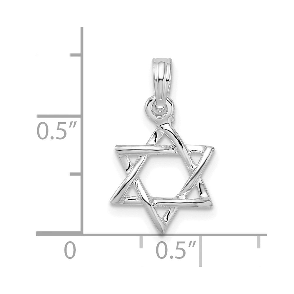 De-Ani Sterling Silver Rhodium-Plated 3D Cut-Out Star of David Pendant
