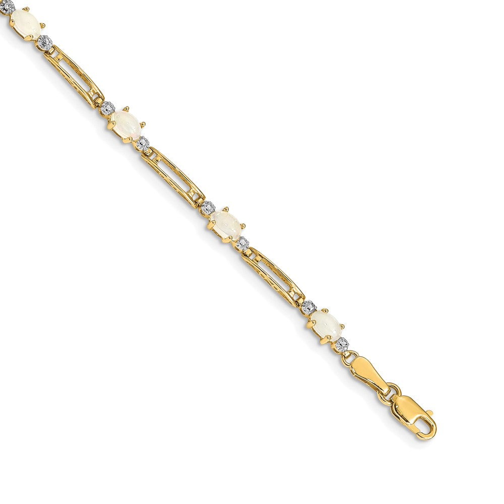 14k Fancy Diamond and Opal Bracelet 7 inches