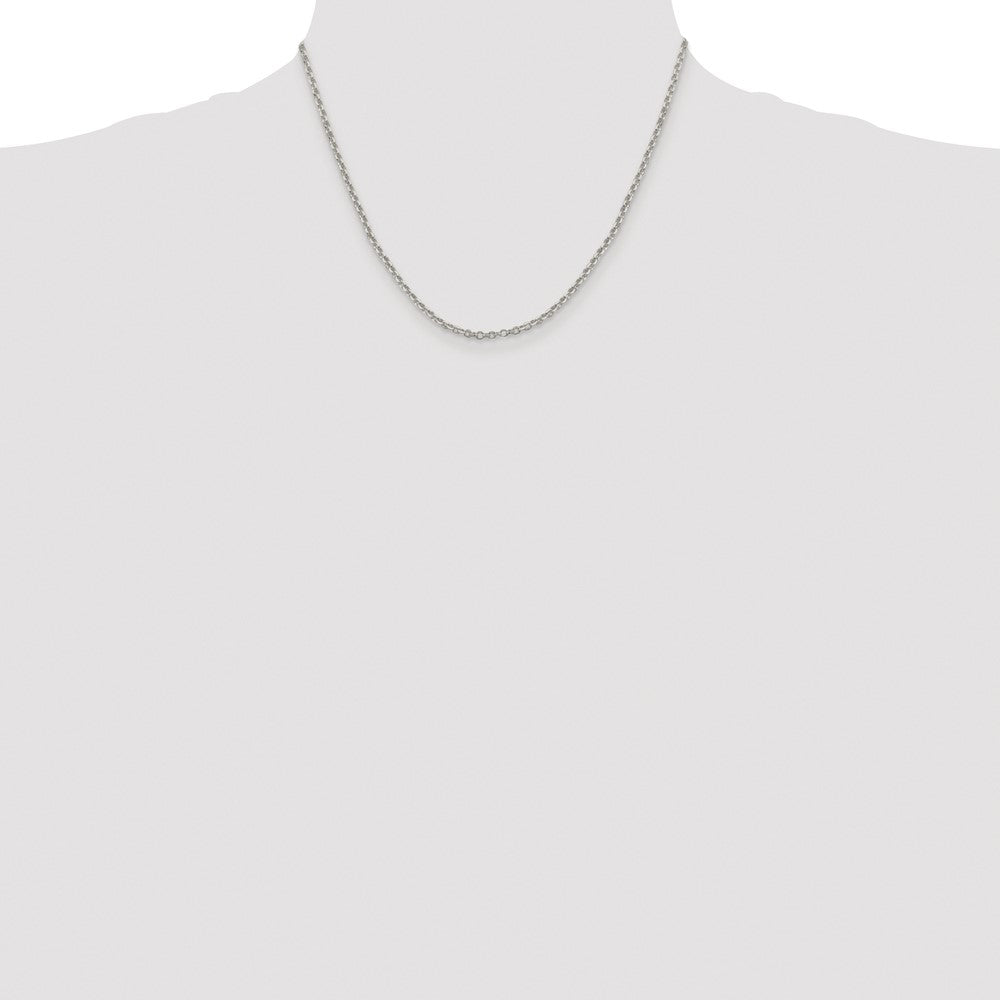 Sterling Silver Rhodium-plated 2.6mm Diamond-cut Cable Chain