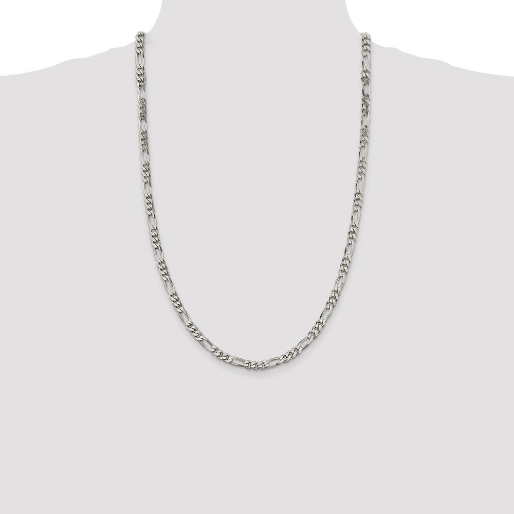 Sterling Silver 5.5mm Figaro Chain 26 Inches