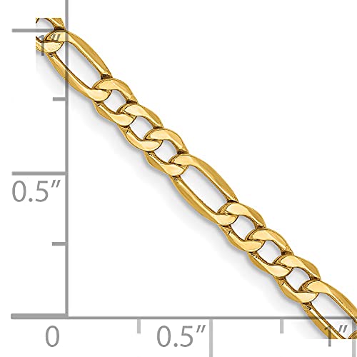 14K 20 inch 3.5mm Semi-Solid Figaro with Lobster Clasp Chain