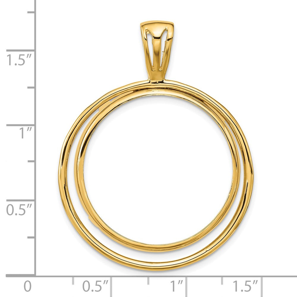 Wideband Distinguished Coin Jewelry 14k Polished Offset Double Circle 27.0mm Prong Coin Bezel Pendant
