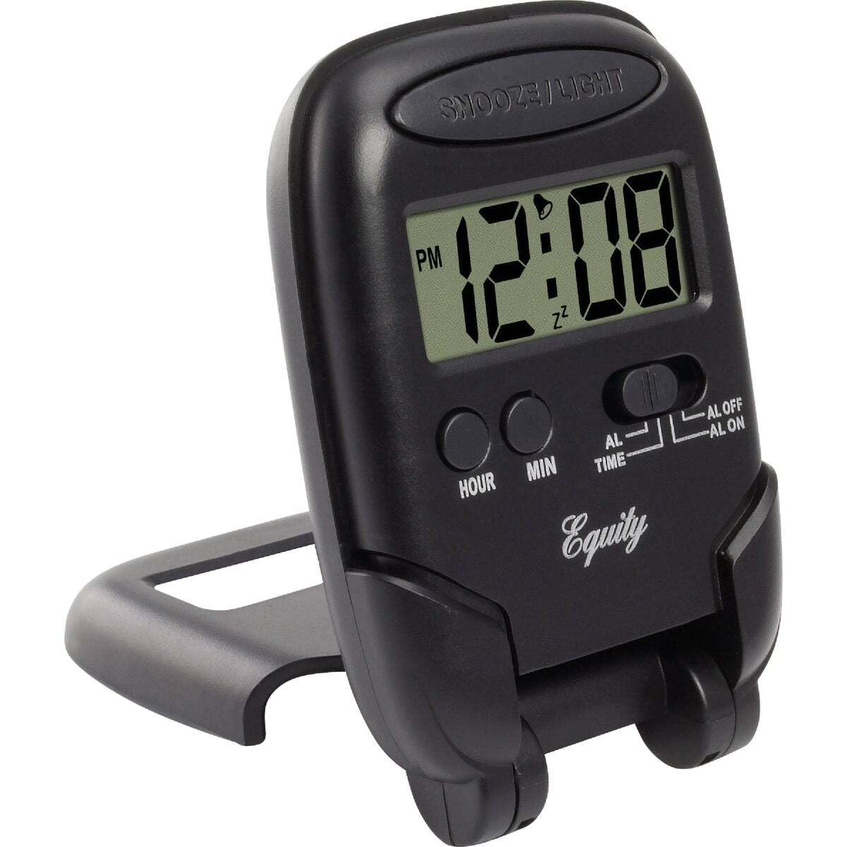 Equity by La Crosse Black LCD Fold-up Travel Alarm Clock, 31302