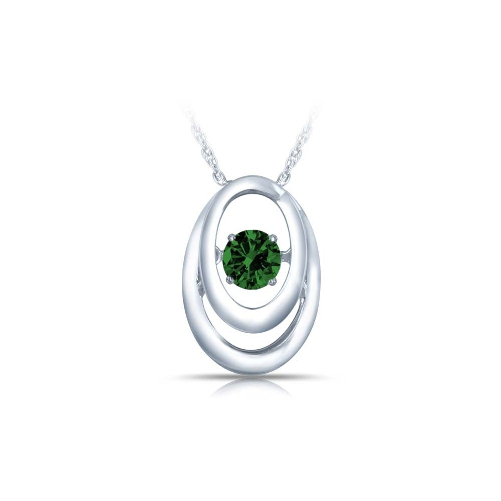 SS Pendant with Imitation Emerald 1=1/5 ctw W/chain