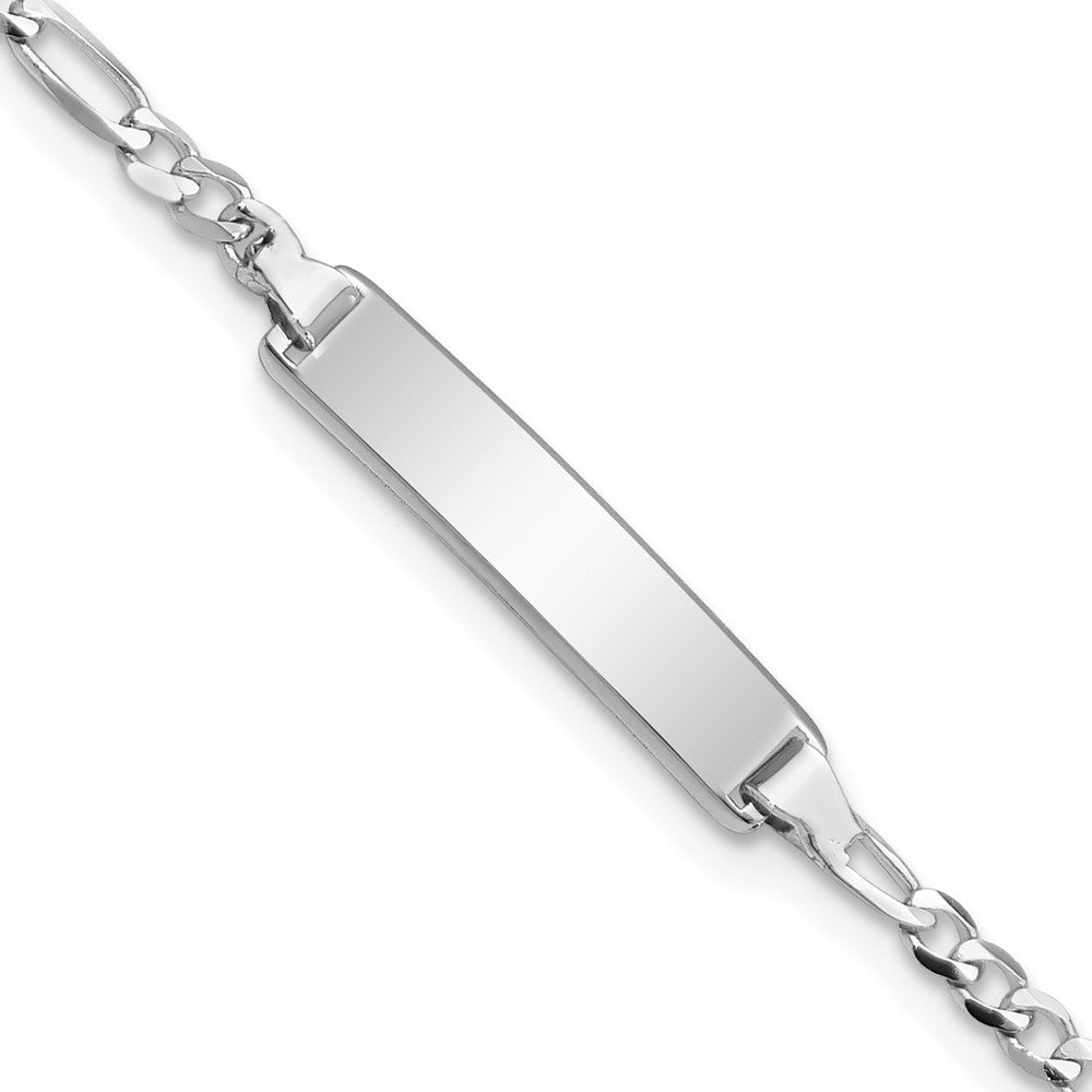 14k WG Figaro Link ID Bracelet 6 inches