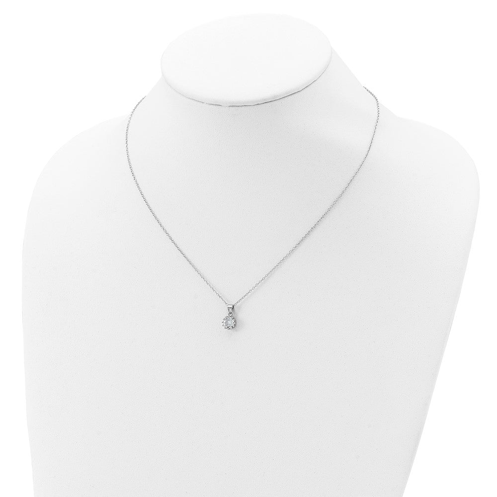 Sterling Silver Rhodium-plated Polished CZ Necklace 18 Inches