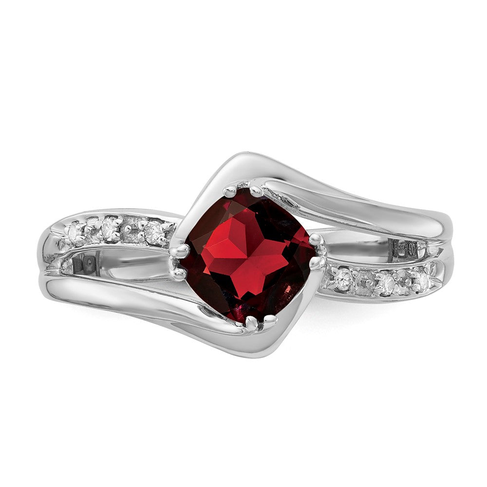 Sterling Silver Garnet and Diamond Ring