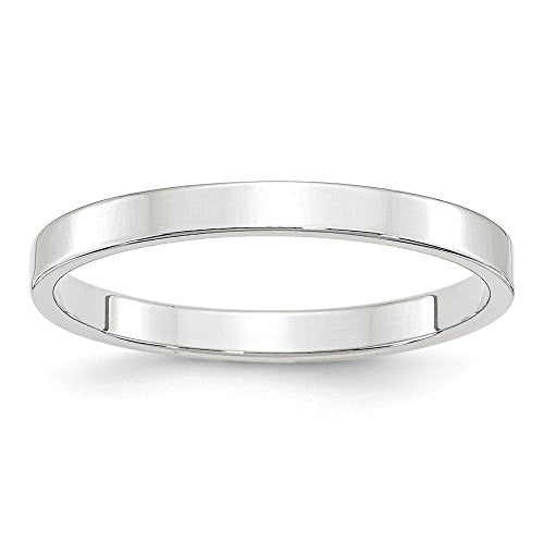 Primal Gold 10 Karat White Gold 2.5mm Lightweight Flat Band Size 10