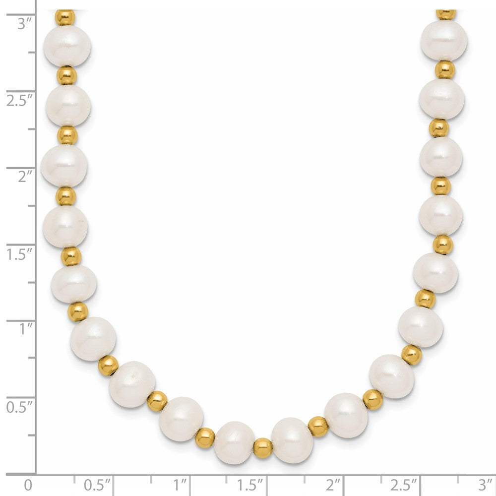 10k 6-7mm White Near Round Freshwater Cultured Pearl Beaded 18 inch Necklace
