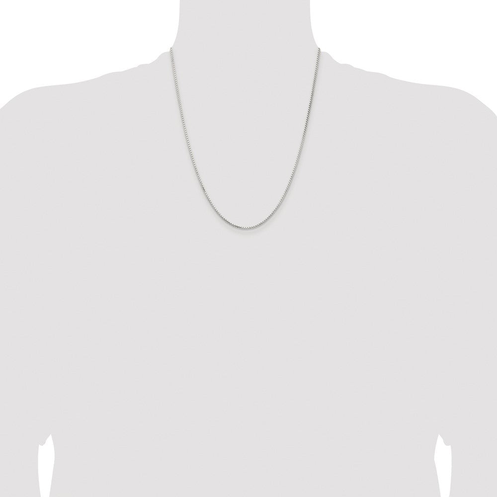 Sterling Silver Rhodium-plated 1.5mm Diamond-cut Round Box Chain