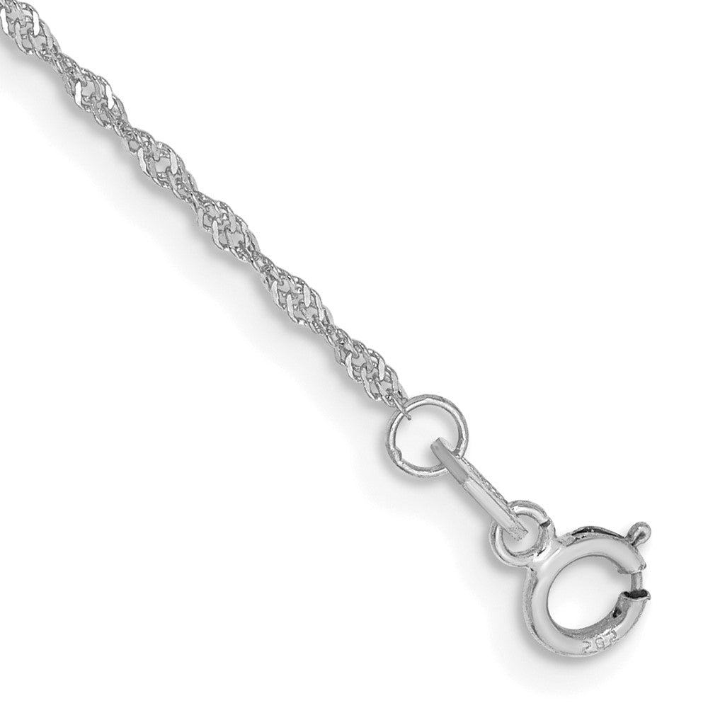 14K White Gold 6 inch 1.10mm Singapore with Spring Ring Clasp Chain 6 inches