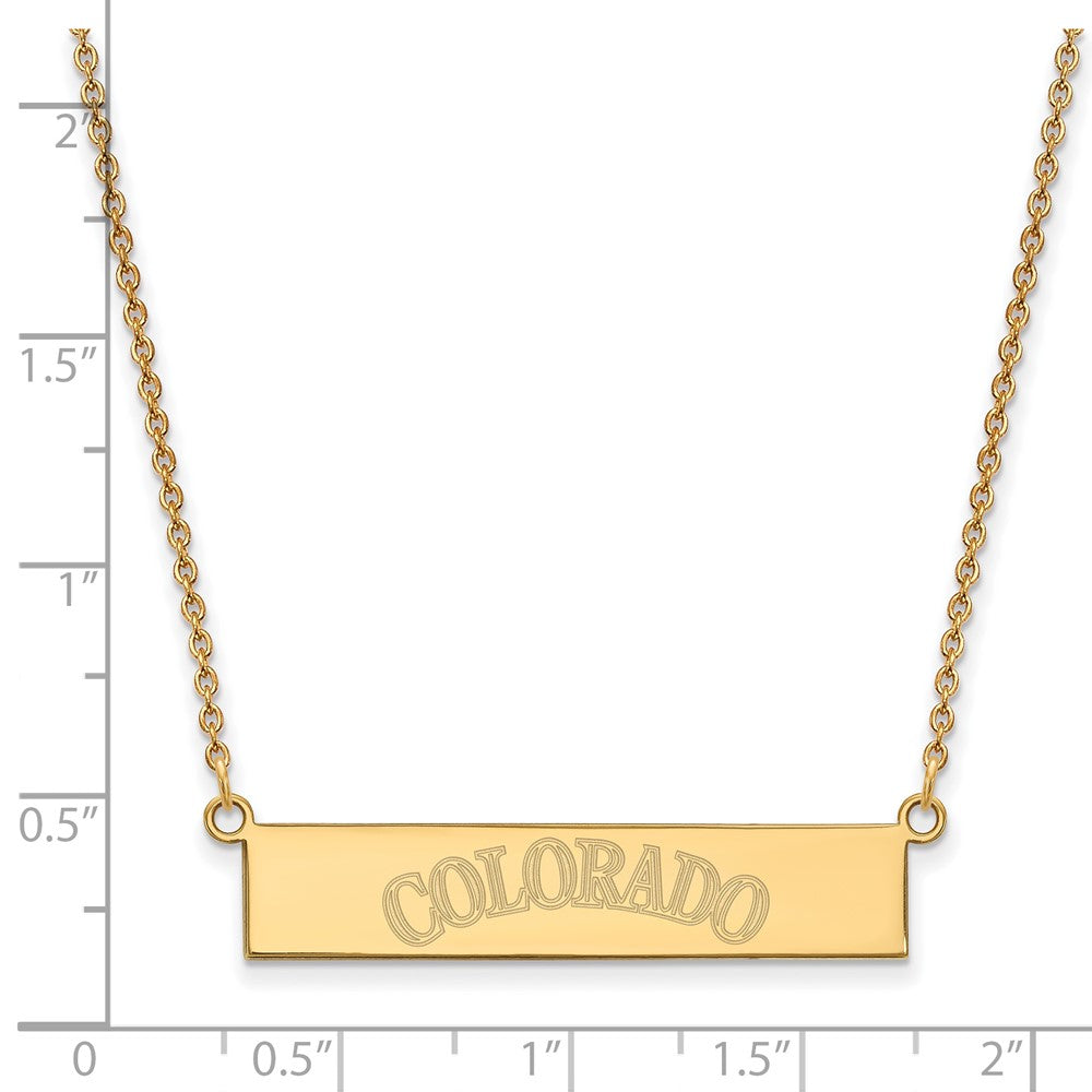Sterling Silver Gold-plated Colorado Rockies Team Script Bar 18 inch Necklace