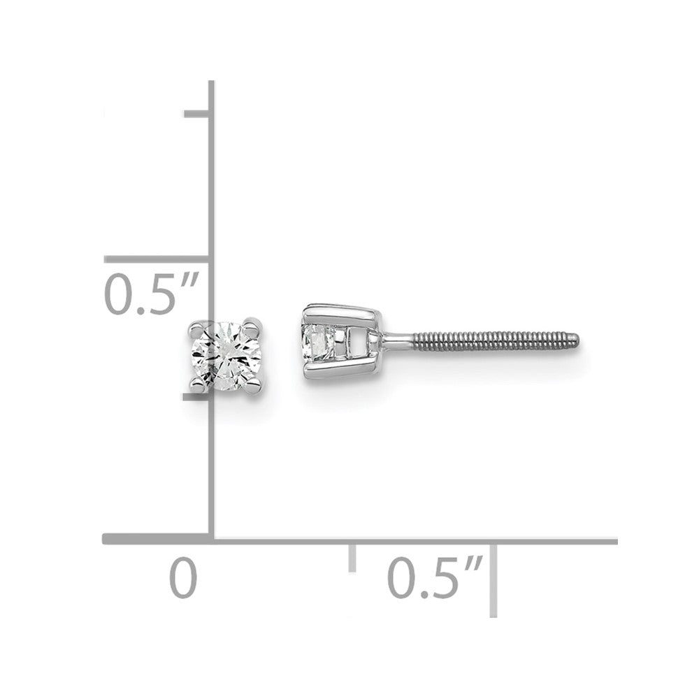 14k White Gold 1/5 ctw Lab Grown Diamond VS+ F+ Round 4 Prong Heavy Wt. Screwback Stud Earrings