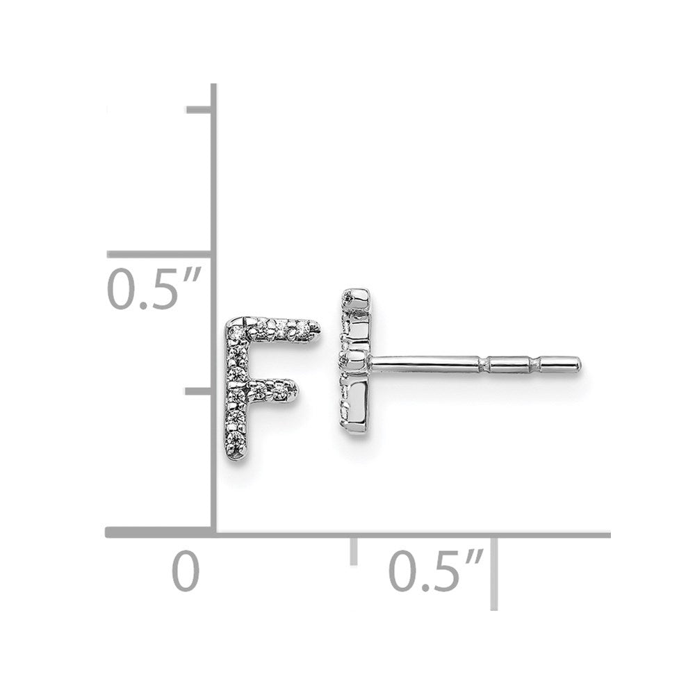 14k White Gold Diamond Initial F Earrings