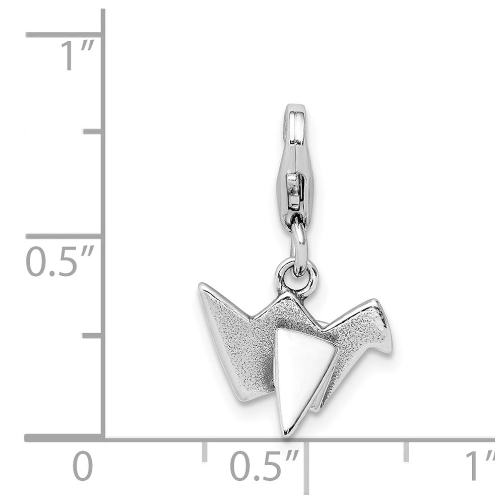 Sterling Silver Rhodium-plated Origami w/Lobster Clasp Charm