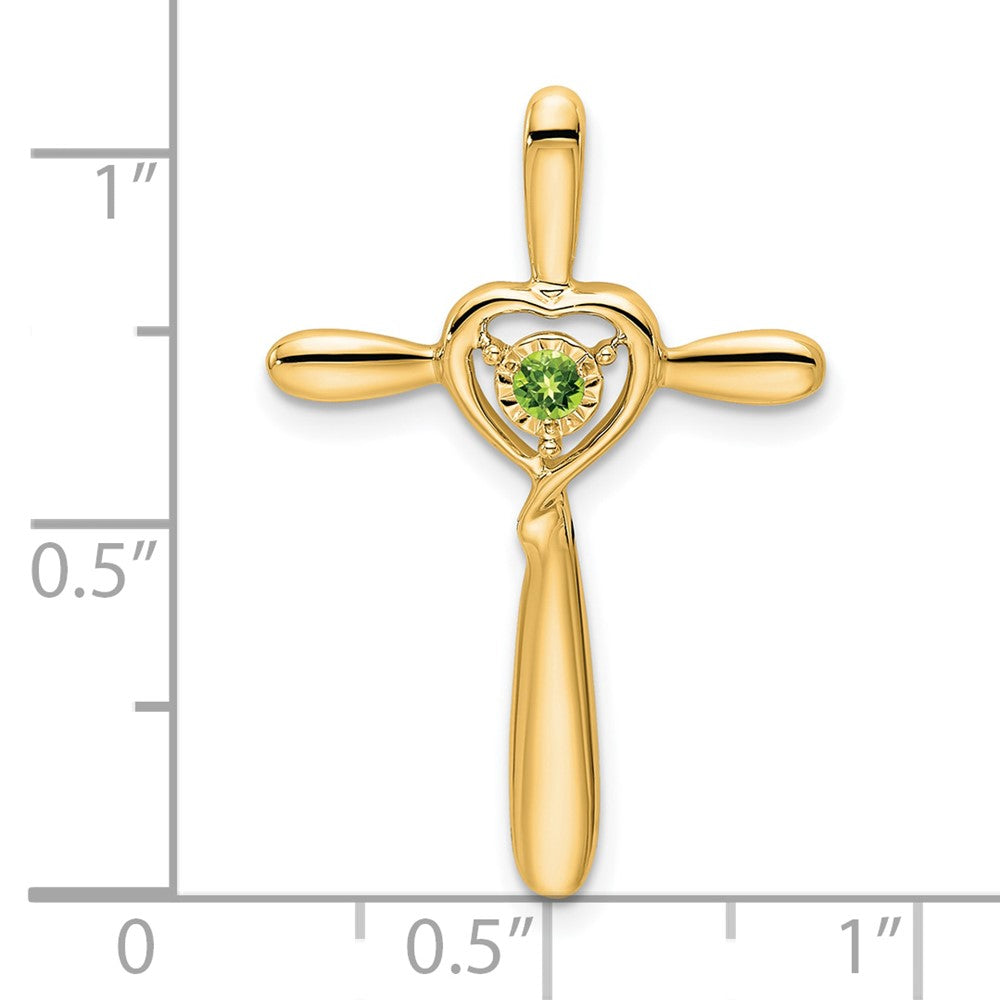 14k Peridot Cross w/Heart Chain Slide