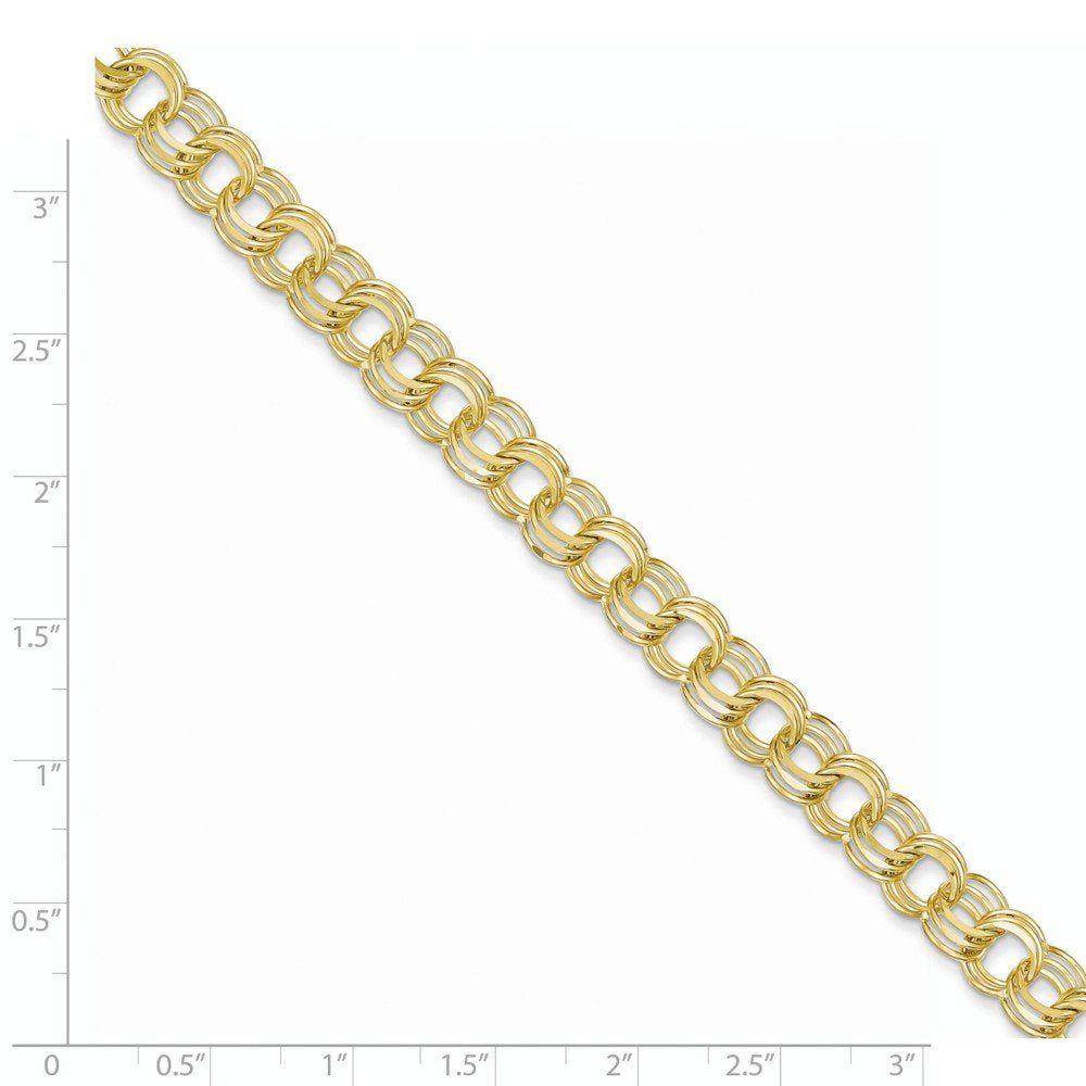 10k Triple Link Charm Bracelet