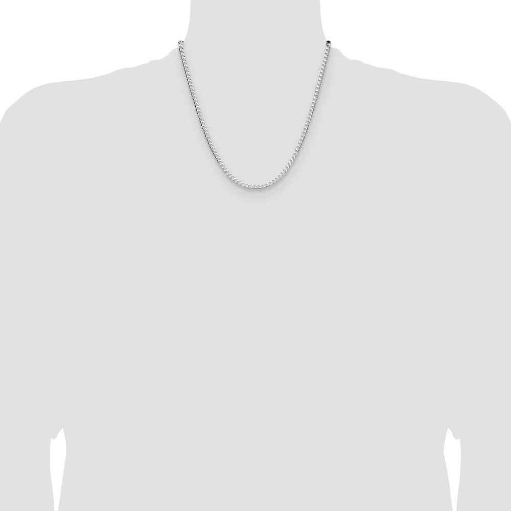 Sterling Silver Rhodium-plated 3.25mm D/C Square Curb Chain