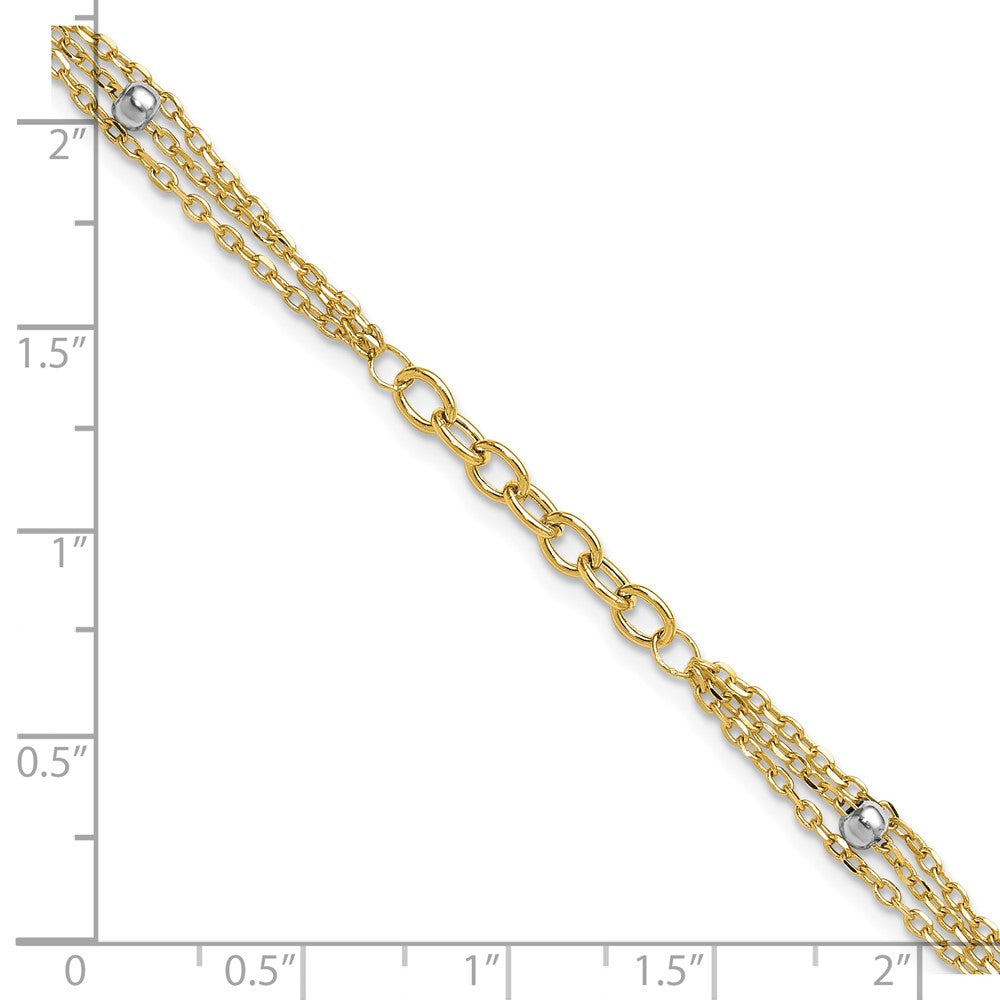 14K w/White Rhodium Fancy Link w/.25in ext. Bracelet 7.75 inches