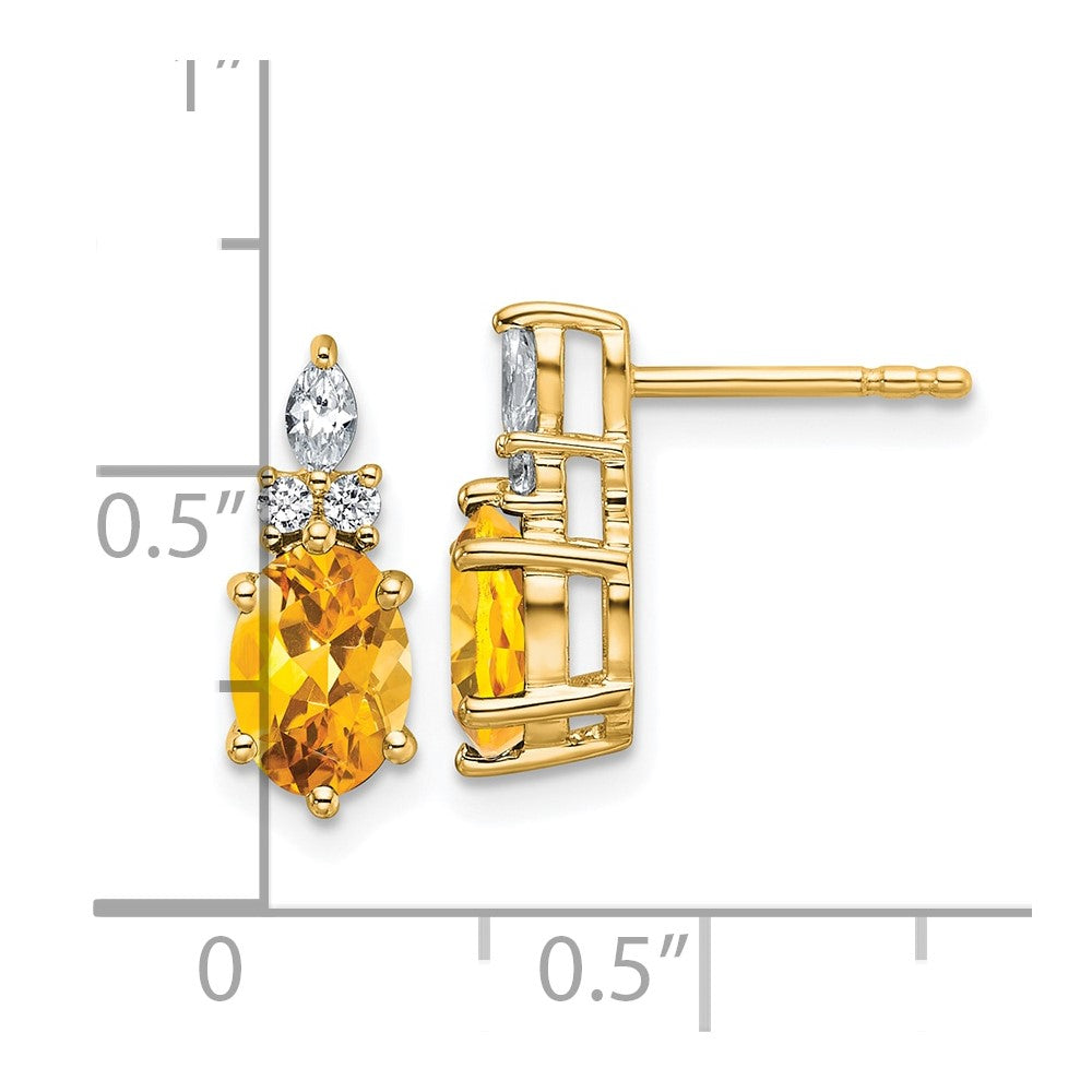 14K Polished Diamond and Citrine Twisted Post Earrings