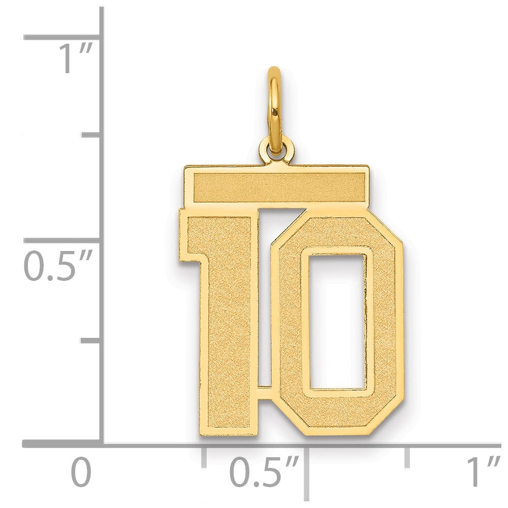 14k Medium Satin Number 10 Charm