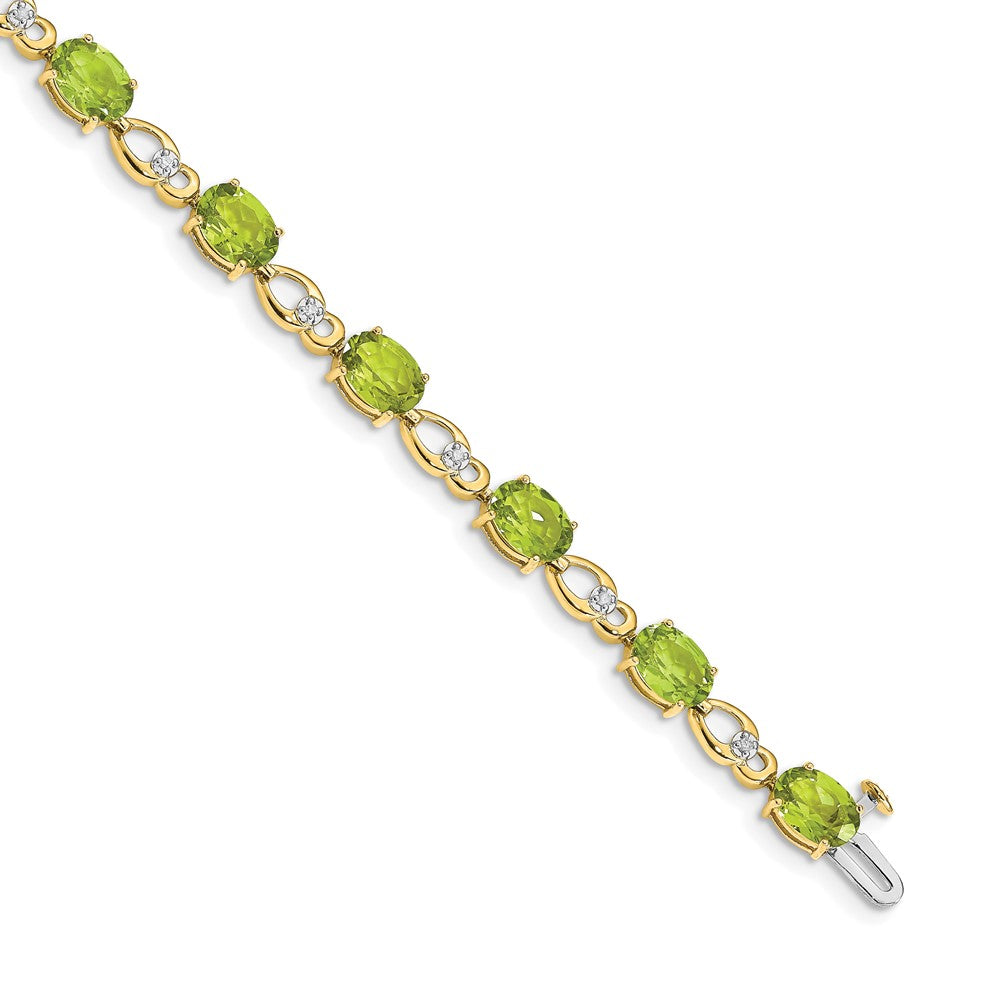 14k Peridot and Diamond Bracelet 7 inches