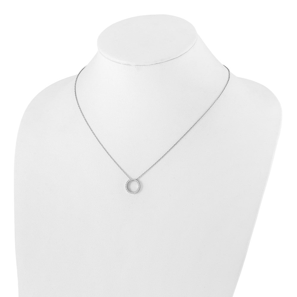 14k White Gold Diamond Circle 18 inch Necklace