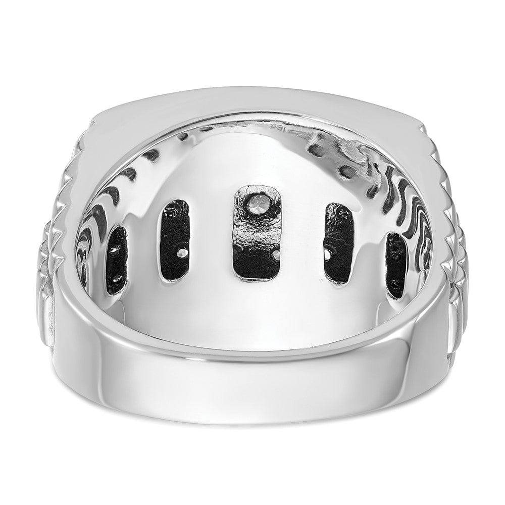 IBGoodman 14k White Gold 1 carat Lab Grown Diamond VS/SI+ G+ and Black Mined Diamond Complete Cluster Men's Ring