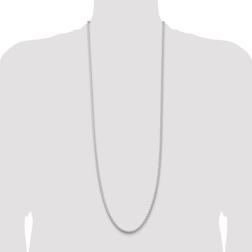 Sterling Silver 3mm Round Spiga Chain 36 Inches