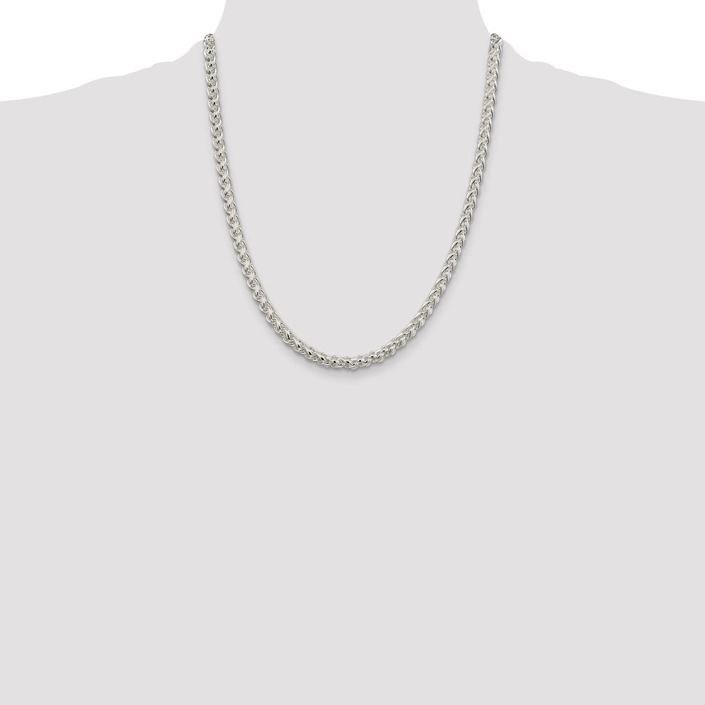 Sterling Silver 5mm Round Spiga Chain 22 Inches