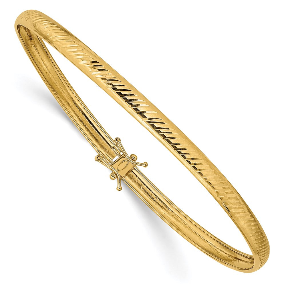 14K Yellow Gold Polished D/C Flexible Bangle 8.5 inches