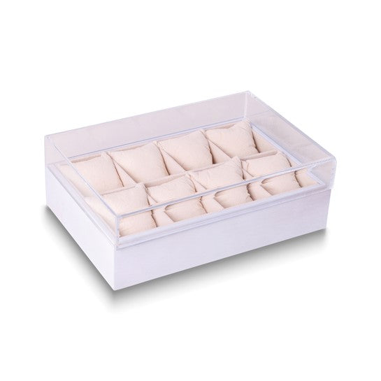 Bey Berk Esme Wood and Acrylic Eight Watch Box, White