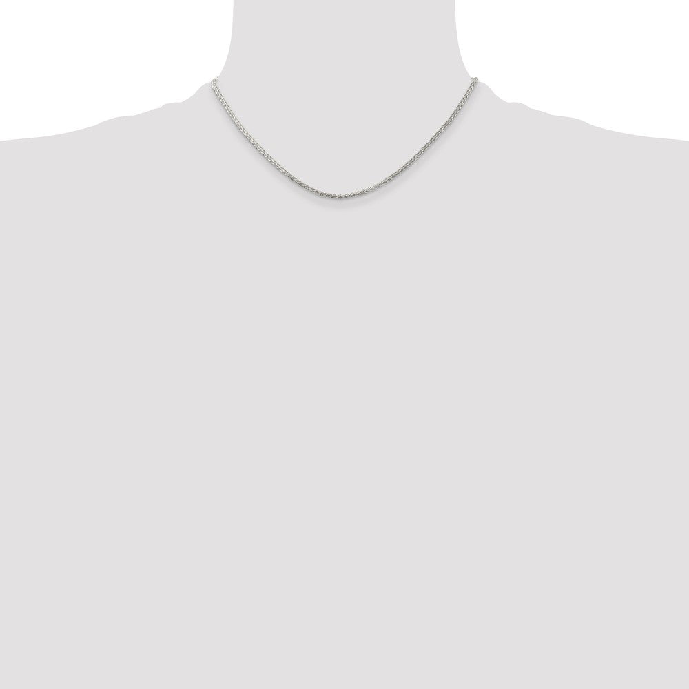 Sterling Silver Rhodium-plated 1.75mm Round Spiga Chain 16 Inches
