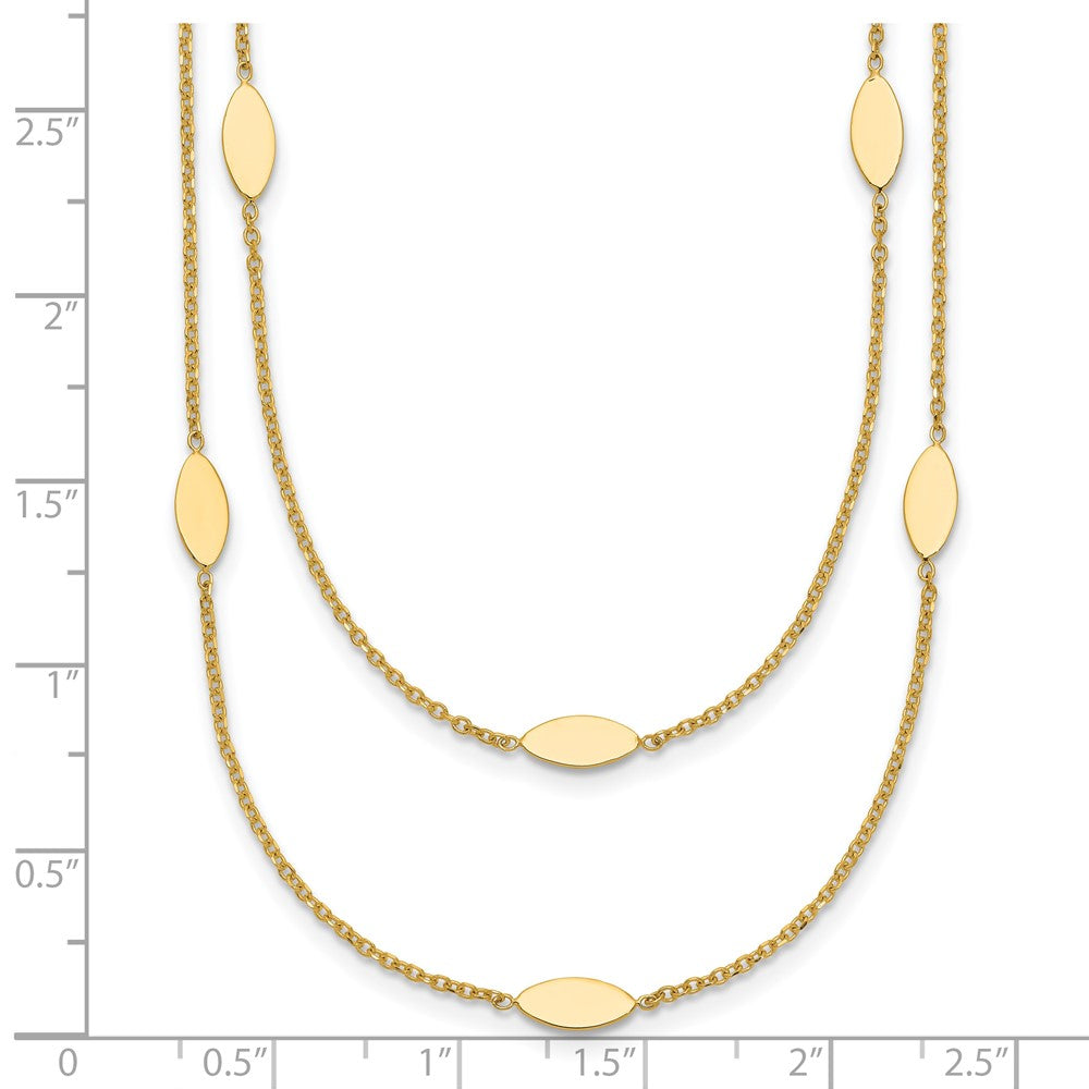 14K Polished Fancy 2-Strand Navette w/ 2in Ext. Necklace
