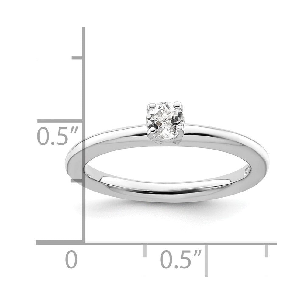 Sterling Silver Stackable Expressions Rhodium White Topaz Ring