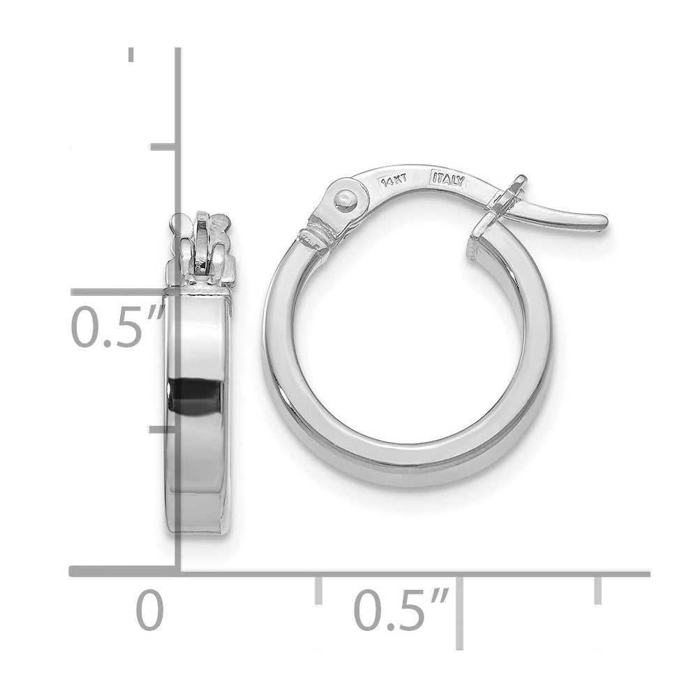 14K with White Rhodium Plating Polished Hoop Earrings