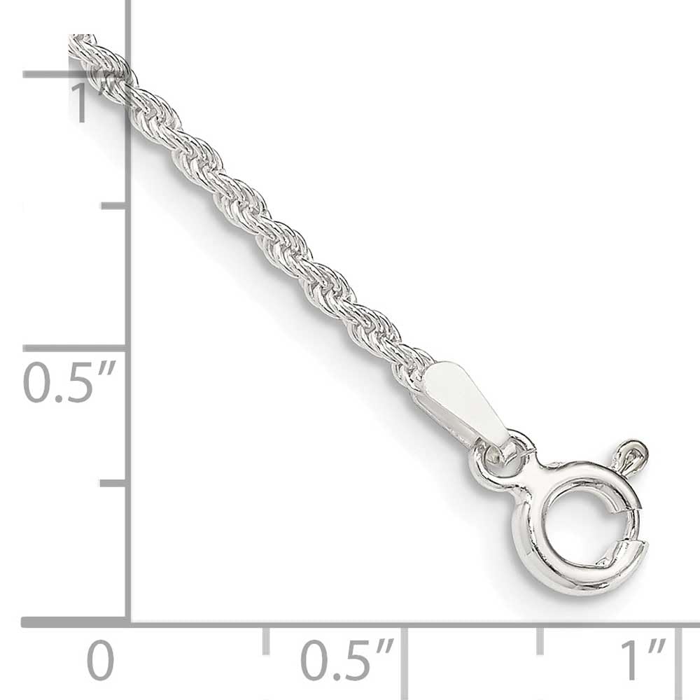 Sterling Silver 1.8mm Solid Rope Chain Anklet 10 inches