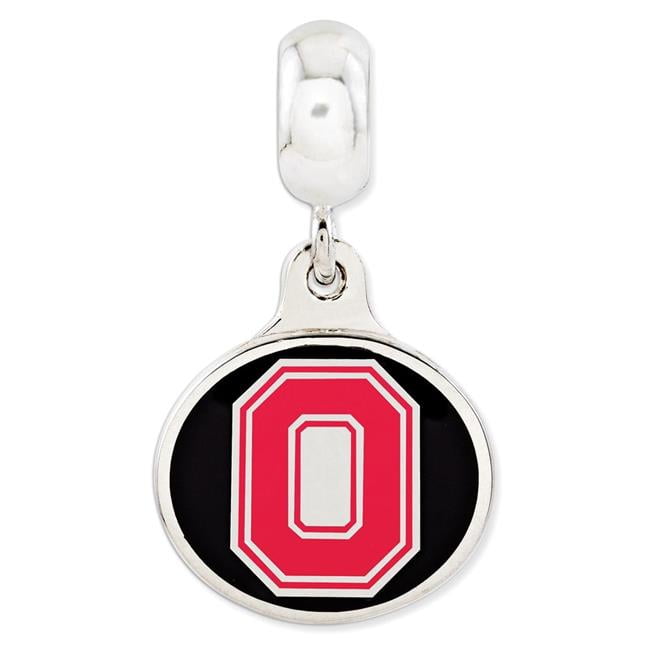 Sterling Silver Ohio State University Collegiate Enameled Dangle Bead