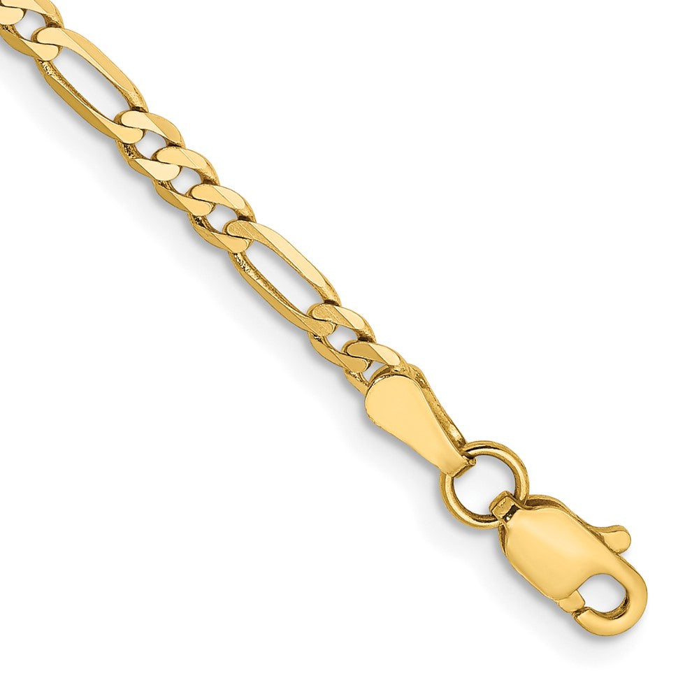 14K 7 inch 2.75mm Flat Figaro with Lobster Clasp Bracelet 7 inches