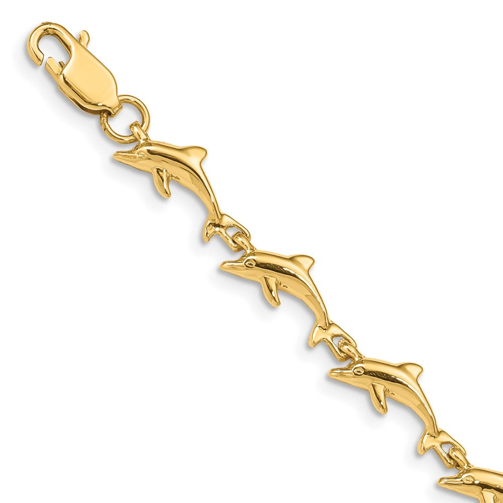 14K Dolphin Bracelet 7 inches