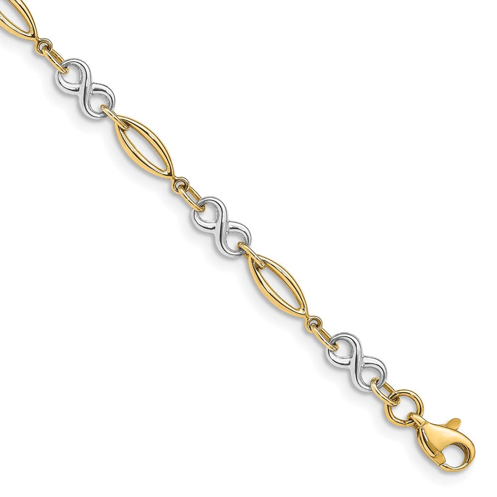 14k Two-tone Polished Infinity Bracelet 7.5 inches
