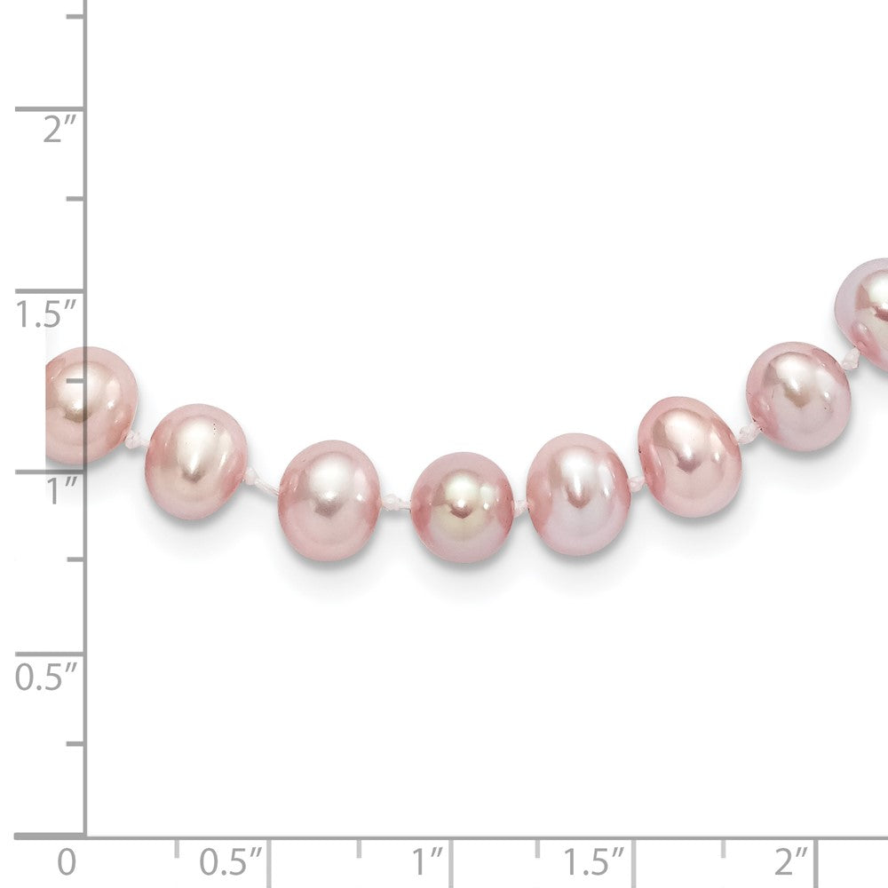 Sterling Silver Rhodium-plated 7-8mm Purple Near-Round Freshwater Cultured Pearl 18 inch Necklace 18 Inches