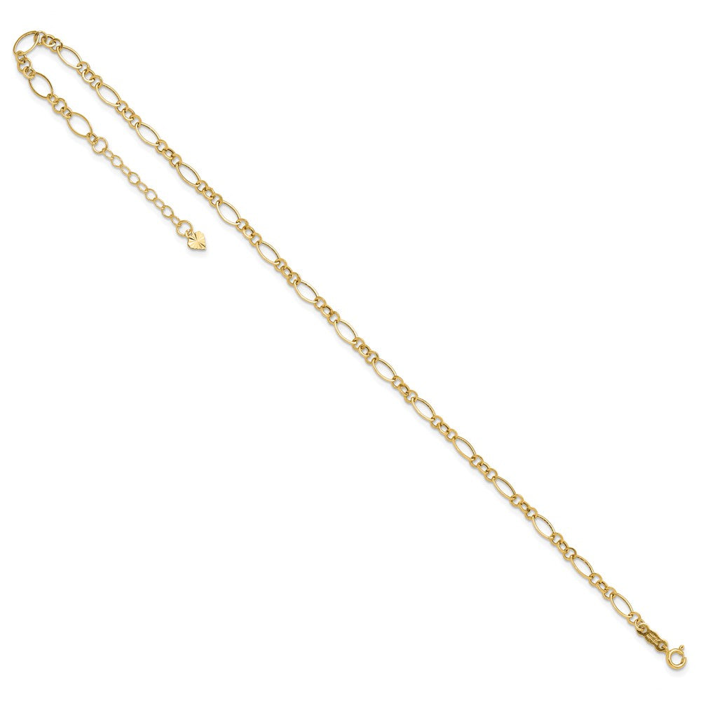 14k Fancy Link 9in with 1in ext Anklet 10 inches
